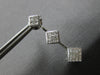 1.0CT DIAMOND 14KT WHITE GOLD PRINCESS INVISIBLE SQUARE JOURNEY HANGING EARRINGS