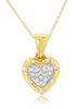 .07CT DIAMOND 14KT YELLOW GOLD 3D PAVE ETOILE HEART SHAPE LOVE FLOATING PENDANT