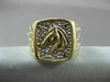 ANTIQUE LARGE 14KT WHITE & YELLOW GOLD NUGGET RECTANGULAR HORSE RING 15mm #22458