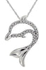 ESTATE .07CT DIAMOND 14KT WHITE GOLD 3D HAPPY DOLPHIN FLOATING PENDANT