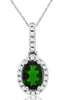 1.07CT DIAMOND & AAA RUSSALITE 14K WHITE GOLD OVAL & ROUND HALO FLOATING PENDANT