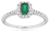 .58CT DIAMOND & AAA EMERALD 14K WHITE GOLD ROUND & BAGUETTE HALO FRIENDSHIP RING