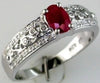 .74CT DIAMOND & AAA RUBY 14K WHITE GOLD 3D OVAL & ROUND FILIGREE FRIENDSHIP RING