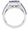 ESTATE 3.50CT DIAMOND & AAA SAPPHIRE 14K WHITE GOLD ROUND & SQUARE HALO FUN RING