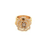 ESTATE LARGE .63CT DIAMOND 18K YELLOW GOLD 3D CLASSIC FLOWER MULTI BAND FUN RING
