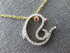 ESTATE .26CT DIAMOND & AAA RUBY 14K YELLOW GOLD LUCK HAPPY FISH FLOATING PENDANT