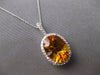 5.77CT DIAMOND & CITRINE 14KT WHITE GOLD OVAL & ROUND FILIGREE FLOATING PENDANT