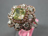 LARGE GIA 3.42CT WHITE PINK & GREEN DIAMOND 18KT 2 TONE GOLD 3D ENGAGEMENT RING