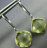 5.40CT AAA LEMON QUARTZ 14K WHITE GOLD CUSHION BEZEL LEVER BACK HANGING EARRINGS