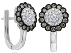 .78CT WHITE & CHOCOLATE FANCY DIAMOND 14KT WHITE GOLD LEVERBACK HANGING EARRINGS