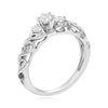 .37CT DIAMOND 14K WHITE GOLD ROUND 3 STONE CRISS CROSS FILIGREE ENGAGEMENT RING