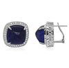 LARGE 37.49CT DIAMOND & AAA TANZANITE 18KT WHITE GOLD 3D SQUARE CLIP ON EARRINGS