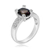 ESTATE 1.59CT DIAMOND & AAA SMOKY QUARTZ 14K WHITE GOLD 3D OVAL & ROUND FUN RING