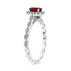 ESTATE .71CT DIAMOND &AAA RUBY 14K WHITE GOLD OVAL HALO ETERNITY ENGAGEMENT RING