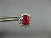 ESTATE 2.61CT DIAMOND & AAA RUBY 14K WHITE GOLD OVAL FLOWER STUD EARRINGS #26511