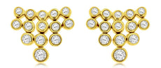 .40CT DIAMOND 14KT YELLOW GOLD MULTI ROW BEZEL JOURNEY TRIANGULAR STUD EARRINGS