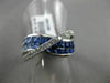 ESTATE WIDE 3.02CT DIAMOND & OMBRE AAA SAPPHIRE 14K WHITE GOLD 3D MULTI ROW RING