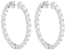 8.12CT DIAMOND 14KT WHITE GOLD 3D CLASSIC ROUND SHARED PRONG INSIDE OUT EARRINGS