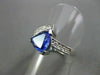 ESTATE WIDE 1.68CT DIAMOND & AAA TANZANITE 14K WHITE GOLD 3D TRILLION RING #2454