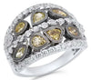 LARGE 2.35CT WHITE & MULTI COLOR DIAMOND 18K WHITE & BLACK GOLD ANNIVERSARY RING