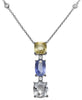7.05CT DIAMOND & AAA MULTI COLOR SAPPHIRE 18K WHITE GOLD 3D BY THE YARD NECKLACE