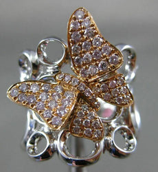 ESTATE LARGE .58CT WHITE & PINK DIAMOND 18KT WHITE & ROSE GOLD 3D BUTTERFLY RING