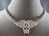 LARGE & LONG 3CT DIAMOND 14KT WHITE GOLD 3D DOUBLE HEART FILIGREE NECKLACE 28190