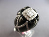 EXTRA LARGE 2.33CT DIAMOND & BLACK ENAMEL 18KT WHITE GOLD ROUND & BAGUETTE RING