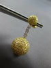 LARGE 7.28CT WHITE & FANCY YELLOW DIAMOND 18KT 2 TONE GOLD BALL HANGING EARRINGS