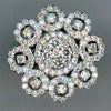 ESTATE LARGE 2.15CT DIAMOND 18KT WHITE GOLD 3D CLASSIC MULTI FLOWER LOVE RING