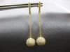 ESTATE .32CT DIAMOND 14KT YELLOW GOLD 3D ROUND CLASSIC BALL HANGING EARRINGS
