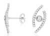 .43CT DIAMOND 14KT WHITE GOLD ROUND SOLITAIRE CRISS CROSS FUN LOVE STUD EARRINGS