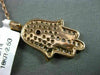 ANTIQUE .62CT DIAMOND & AAA RUBY 18K ROSE GOLD FLOATING HAMSA LUCKY HAND PENDANT