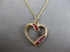 ESTATE .50CT DIAMOND & AAA RUBY 14KT YELLOW GOLD 3D OPEN HEART FLOATING PENDANT