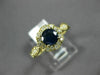 ESTATE 1.07CT DIAMOND & AAA SAPPHIRE 14K YELLOW GOLD FLOWER LEAF ENGAGEMENT RING