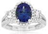 ESTATE 2.58CT DIAMOND & AAA TANZANITE 14KT WHITE GOLD OVAL HALO ENGAGEMENT RING