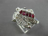 ANTIQUE .91CT OLD MINE DIAMOND RUBY 14KT WHITE GOLD FILIGREE COCKTAIL RING 20824