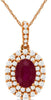 1.29CT DIAMOND & AAA RUBY 14KT ROSE GOLD 3D OVAL & ROUND HALO FLOATING PENDANT
