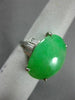 ESTATE LARGE .90CT DIAMOND & AAA JADE PLATINUM 3D FILIGREE LUCKY ENGAGEMENT RING