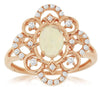 .72CT DIAMOND & AAA OPAL 14K ROSE GOLD 3D OVAL & ROUND OPEN FILIGREE FLOWER RING