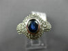 ESTATE WIDE 2.50CT DIAMOND & SAPPHIRE 14KT WHITE GOLD BEZEL HALO ENGAGEMENT RING