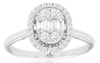 .50CT DIAMOND 14KT WHITE GOLD ROUND & BAGUETTE CLUSTER OVAL HALO FRIENDSHIP RING