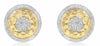 ESTATE .25CT DIAMOND 14K 2 TONE GOLD 3D HAMMERED LOOK CIRCULAR FUN STUD EARRINGS