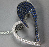 ESTATE .81CT DIAMOND & AAA SAPPHIRE 18KT WHITE GOLD OPEN HEART MULTI ROW PENDANT