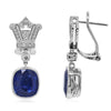 LARGE 8.12CT DIAMOND & AAA SAPPHIRE 18KT WHITE GOLD CUSHION & ROUND FUN EARRINGS
