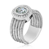 LARGE .98CT DIAMOND & AAA GREEN AMETHYST 14KT WHITE GOLD 3D BEZEL FLOWER RING