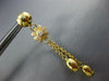 LARGE .05CT DIAMOND 18KT YELLOW GOLD 3D MATTE AND SHINY FLOWER HANGING EARRINGS