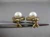 ANTIQUE 8MM SEA PEARL DIAMOND 14K YELLOW GOLD ROUND FILIGREE EARRINGS #17204