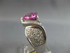 LARGE 3.80CT DIAMOND & AAA PINK QUARTZ 14KT WHITE GOLD TRILLION & ROUND FUN RING