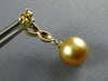 .15CT DIAMOND & AAA GOLDEN SOUTH SEA PEARL 18K YELLOW GOLD LOVE HANGING EARRINGS